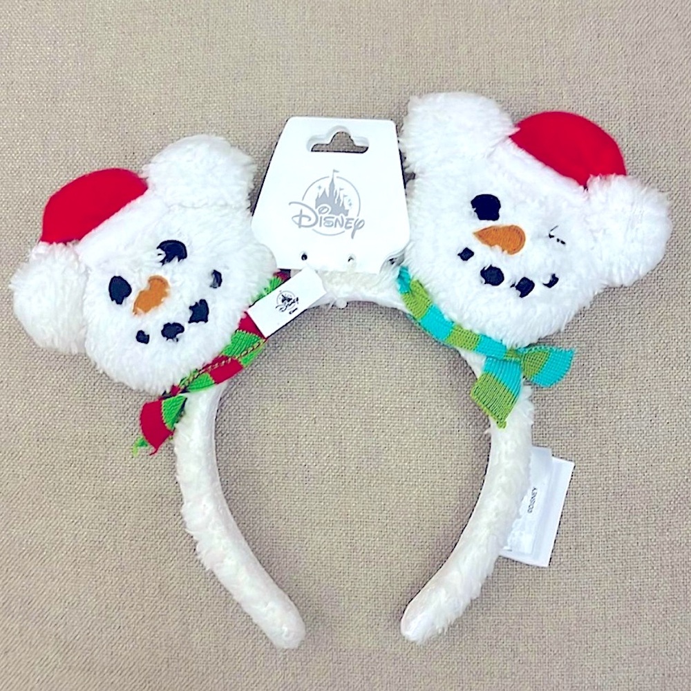 Disney Parks 2024 Holiday Christmas Mickey Minnie Mouse Snowman Ears Headband